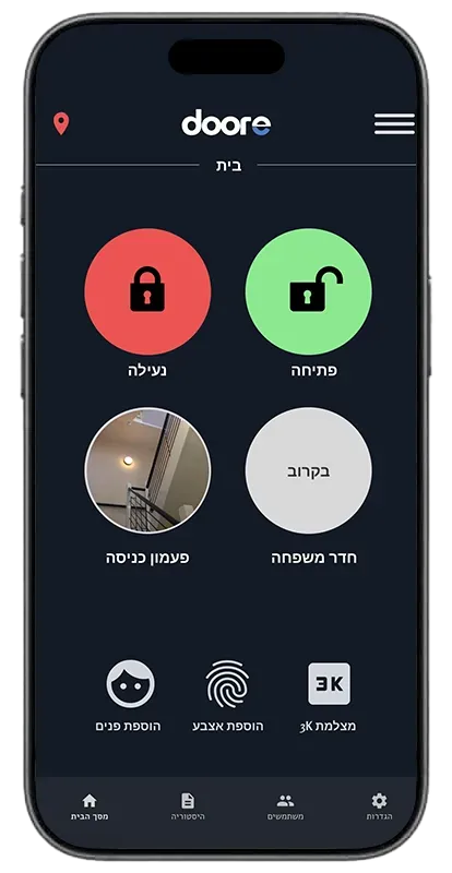 מסך בית - בקרה מלאה על הדלת